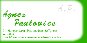 agnes paulovics business card